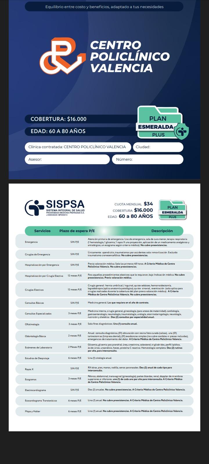 Plan Esmeralda Plus de SISPSA. Sistema Integral de Salud