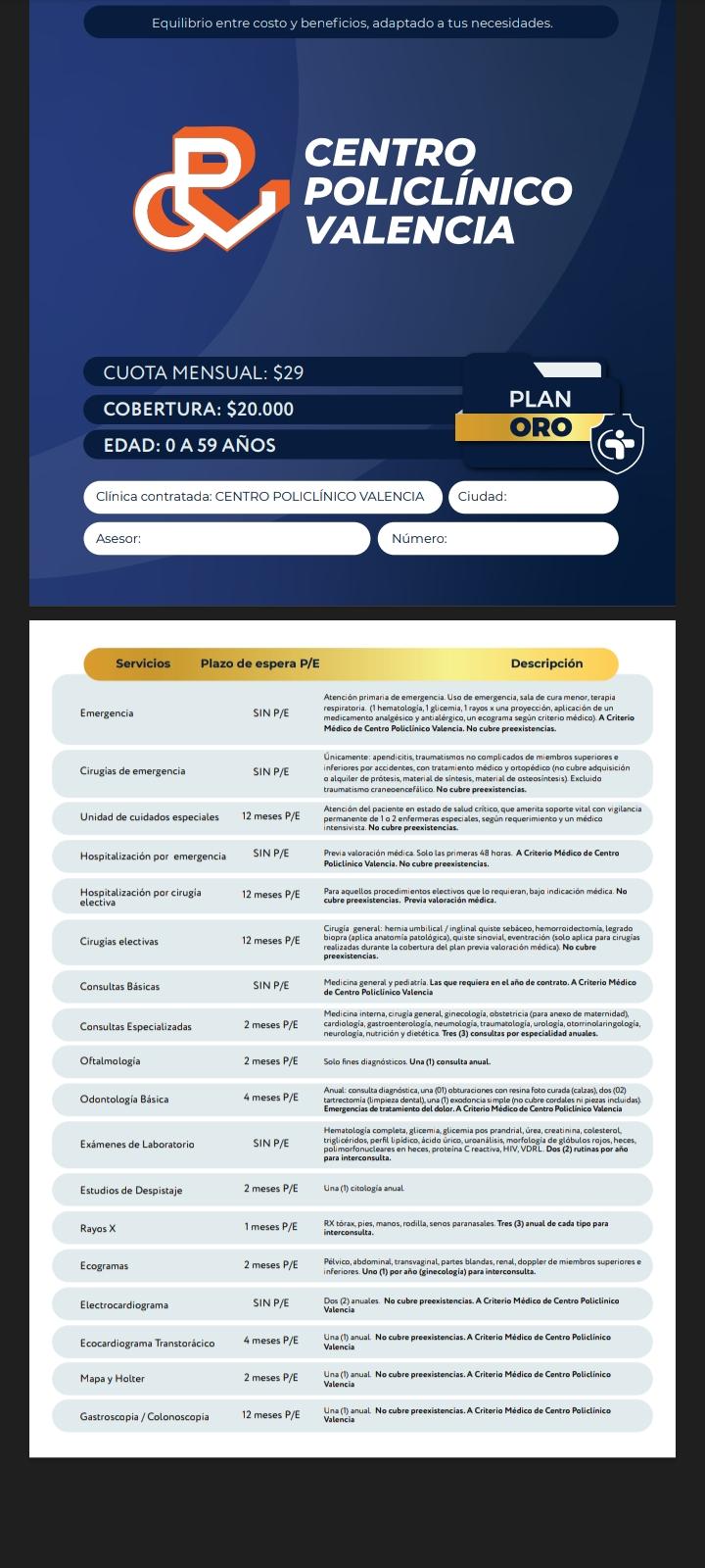 Plan Oro de SISPSA. Sistema Integral de Salud Programado